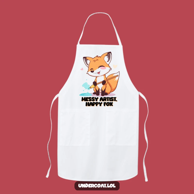 Funny Fox Painter Apron: Giggling Fox, Big Brush, Kitchen Art Masterpiece