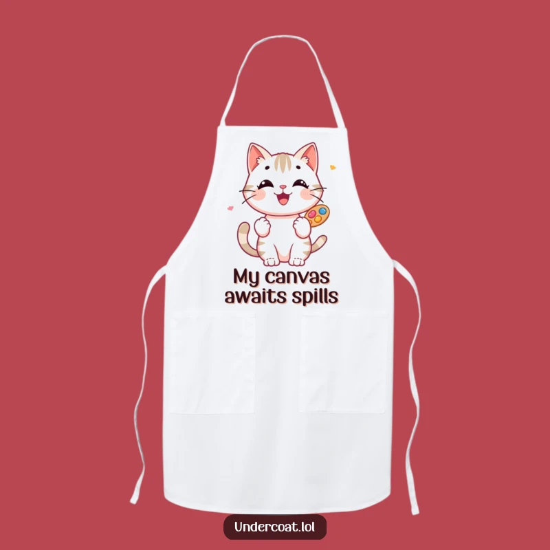 Funny Cat Artist Apron: Happy Creative Cat with Palette, Kitchen Art Masterpiece Gift