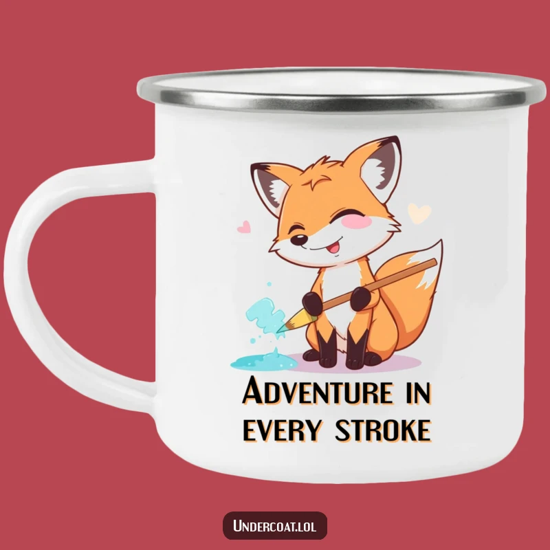Funny Fox Painter Camping Mug: Giggling Fox, Outdoor Art Adventure, Hilarious Gift