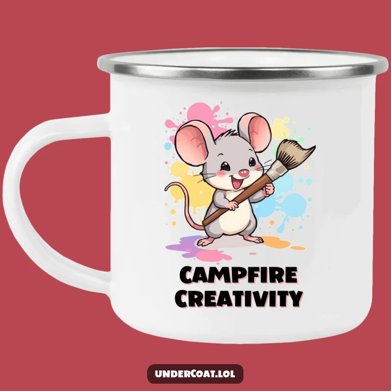 Funny Mouse Painter Camping Mug: Tiny Artist Outdoor Gift