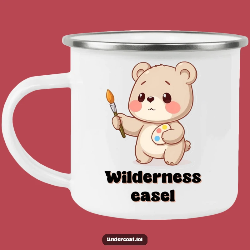 Funny Bear Artist Camping Mug: Playful Painter Outdoor Gift