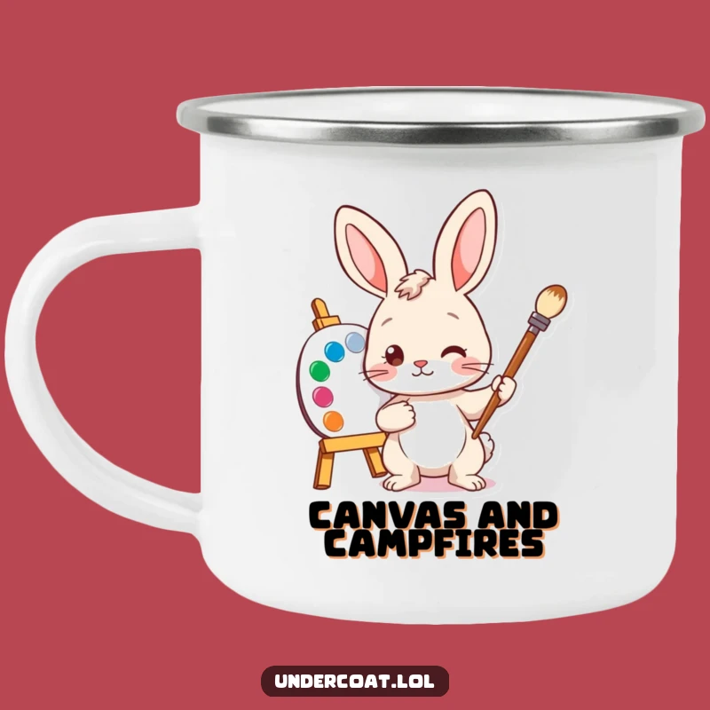 Funny Bunny Artist Camping Mug: Adventure and Art Outdoors