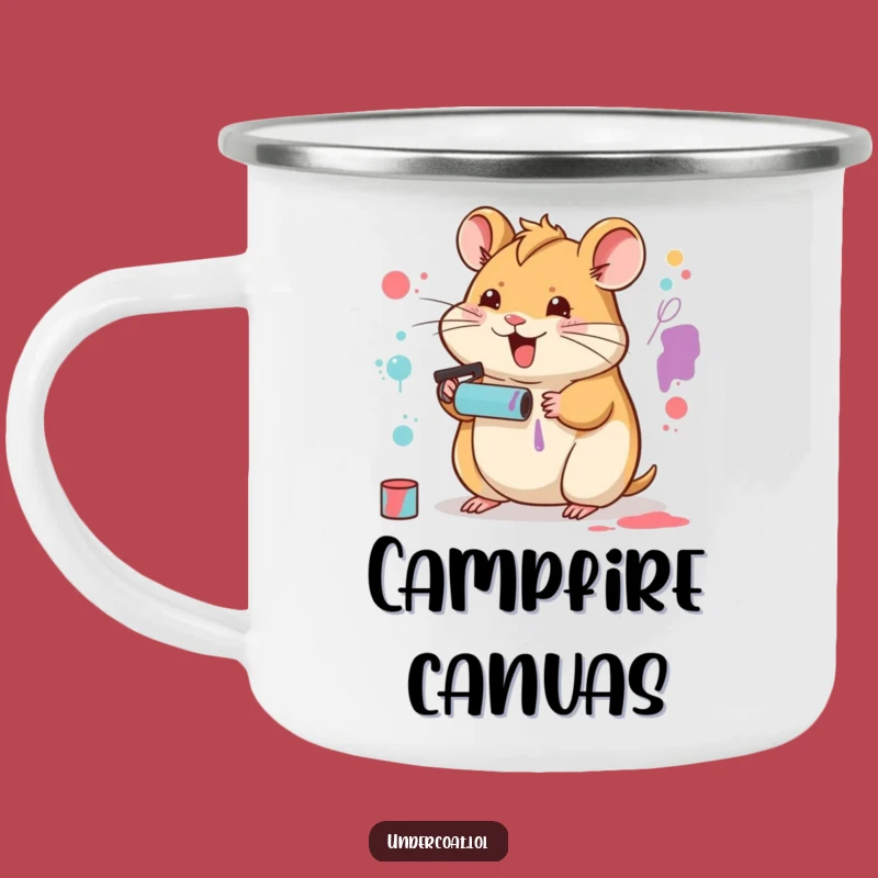 Funny Hamster Artist Camping Mug: Tiny Art for Big Adventures