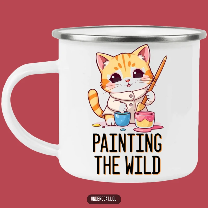 Funny Cat Artist Camping Mug - Durable Smock Fun, Outdoor Humorous Gift