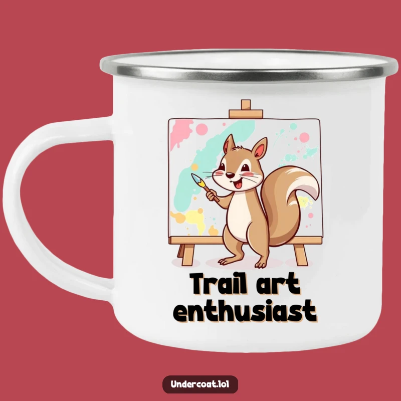 Funny Squirrel Artist Camping Mug - Abstract Painting Adventure, Gift