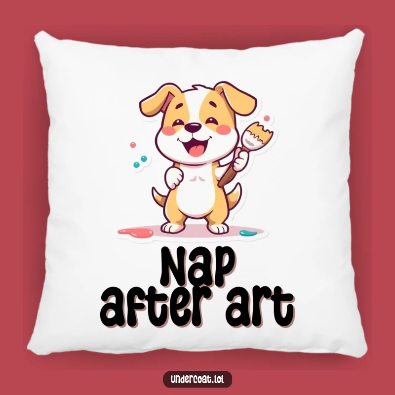 Funny Dog Painter Pillow: Cozy Comfort for Your Creative Space