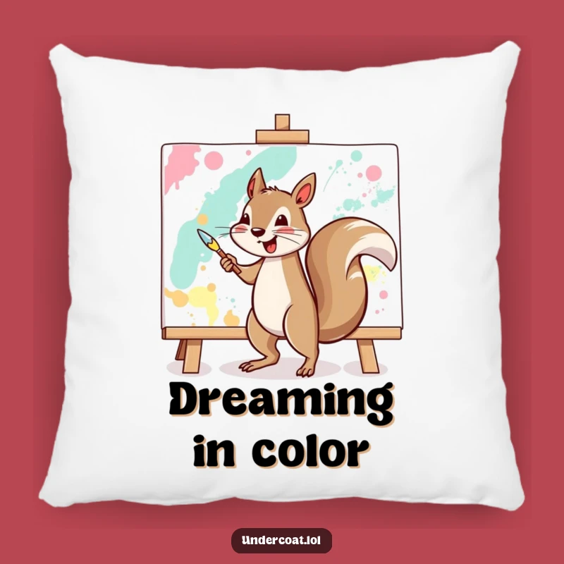 Funny Squirrel Artist Pillow - Abstract Painting Comfort, Gift