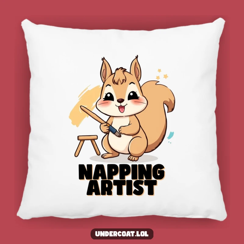 Funny Squirrel Artist Pillow - Soft Vibrant Comfort, Playful Humorous Gift