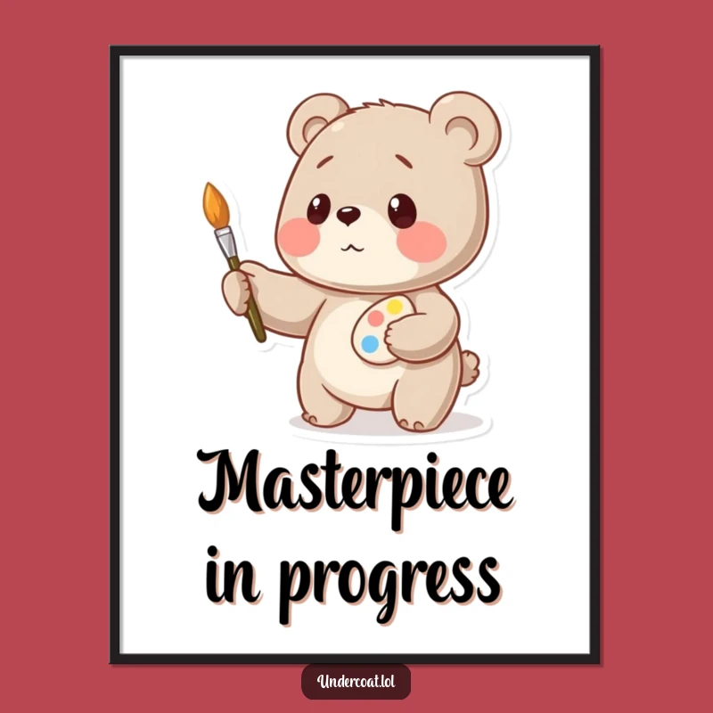 Funny Bear Artist Digital Print: Playful Painter Art File, Instant Gift