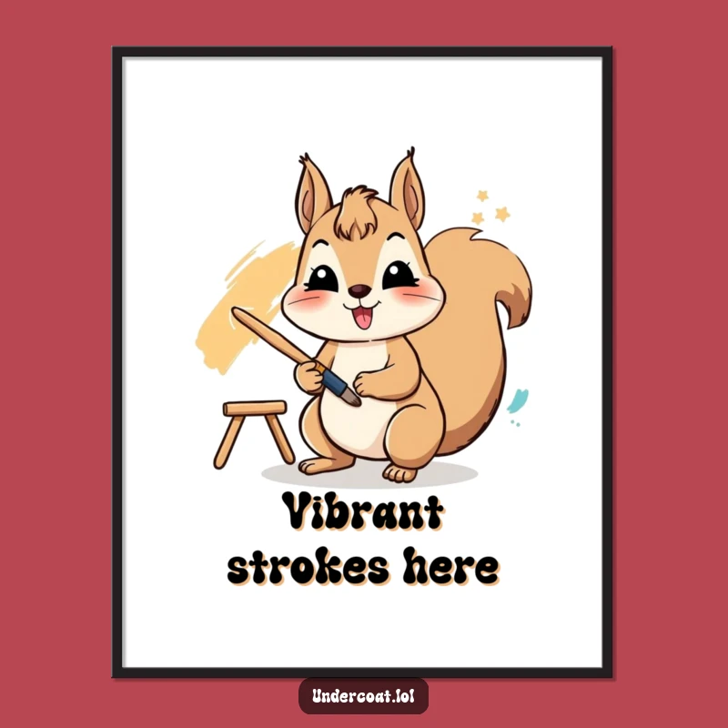 Funny Squirrel Artist Art Print - Vibrant Stroke, Instant Humorous Decor