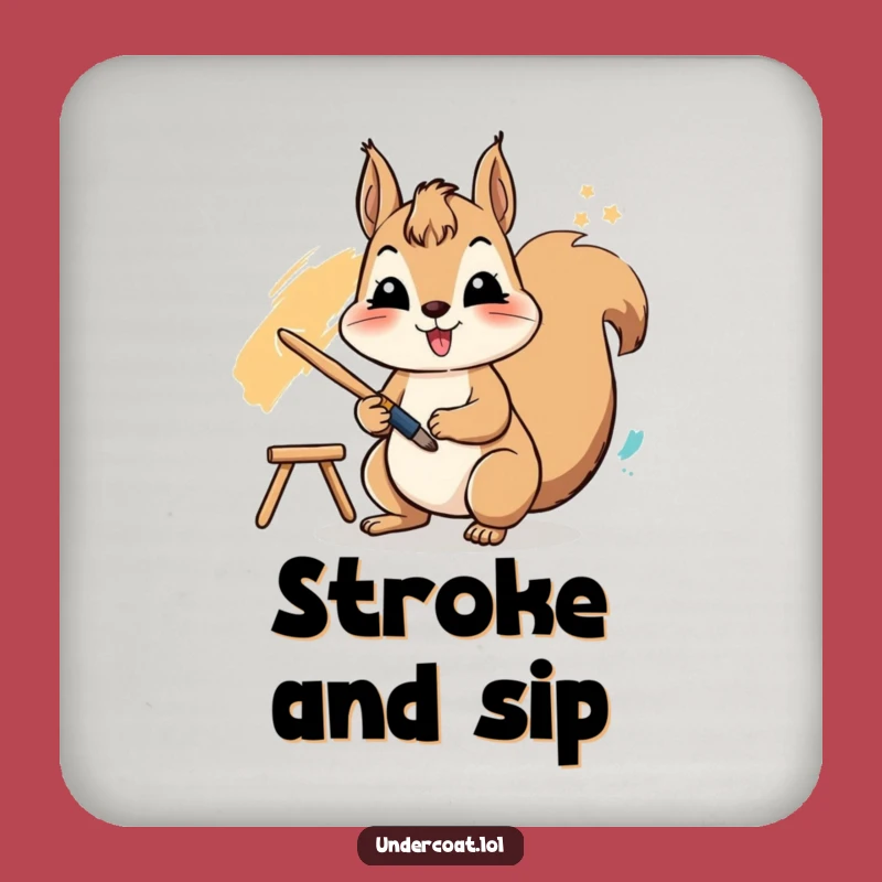 Funny Squirrel Artist Coaster - Protect Surfaces with Vibrant Humor