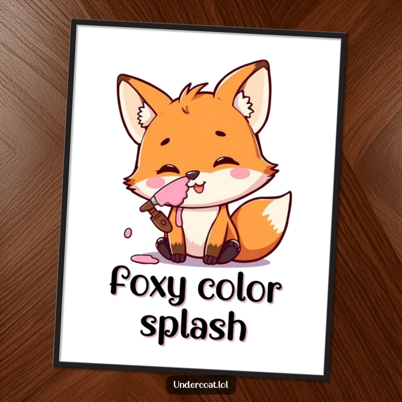 Funny Fox Artist Poster showcasing a mischievous fox smiling with paint smeared on its nose, embodying playful art.