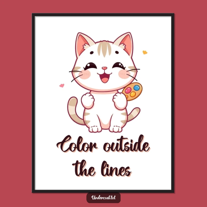 Funny Cat Artist Poster: Happy Creative Cat with Palette, Vibrant Wall Art for Art Lovers