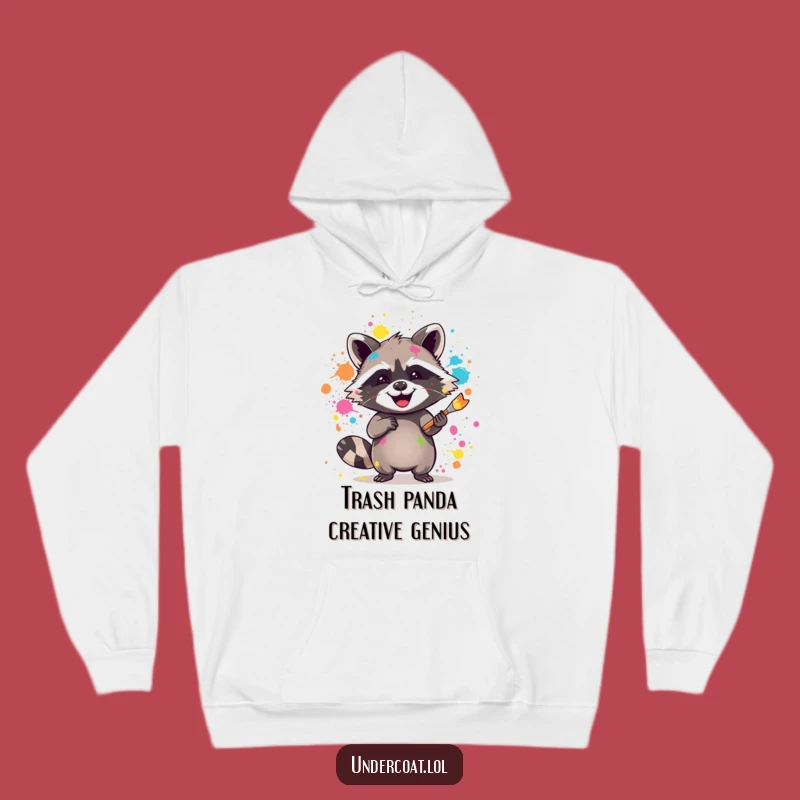 Funny Raccoon Artist Hoodie - Paint Splatter Comfort, Gift