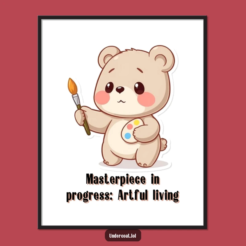 Free Printable Wall Art: Funny Bear Artist Painting Masterpiece Downloadable Decor!