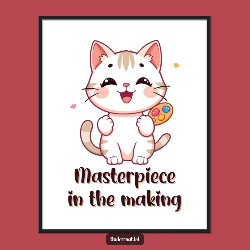 Free Printable Funny Cat Artist Wall Art - Downloadable DIY Home Decor Gift