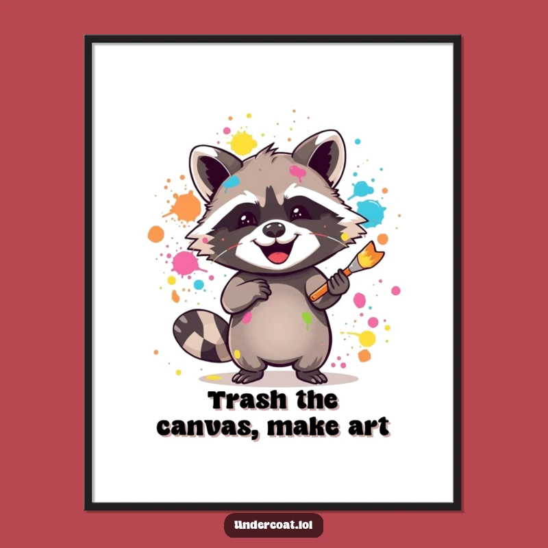 Free Printable Raccoon Art: Vibrant Paint Splatter Printable Wall Art, Funny Downloadable Decor!