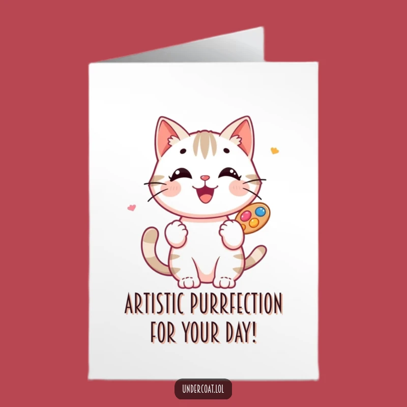 Free Printable Funny Cat Artist Birthday Card - Downloadable DIY Gift for Art Lovers