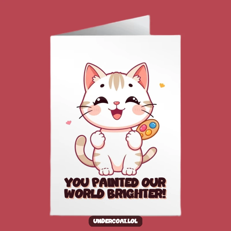 Free Printable Funny Cat Artist Congrats Card - Downloadable DIY Gift for New Achievements