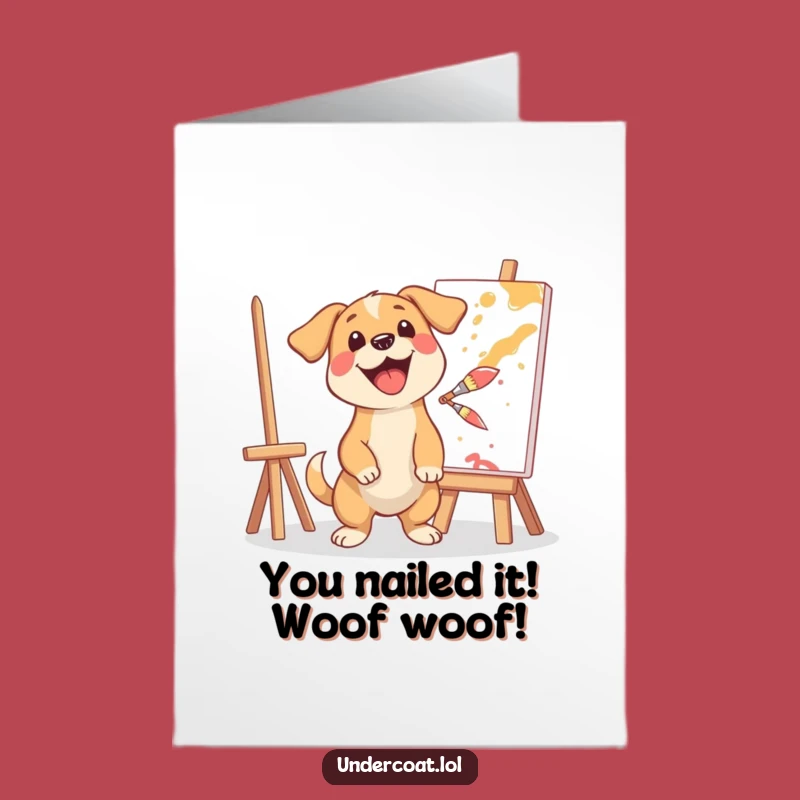 Free Printable Congratulations Card: Dog Artist, Paint Splash, Cheerful Download