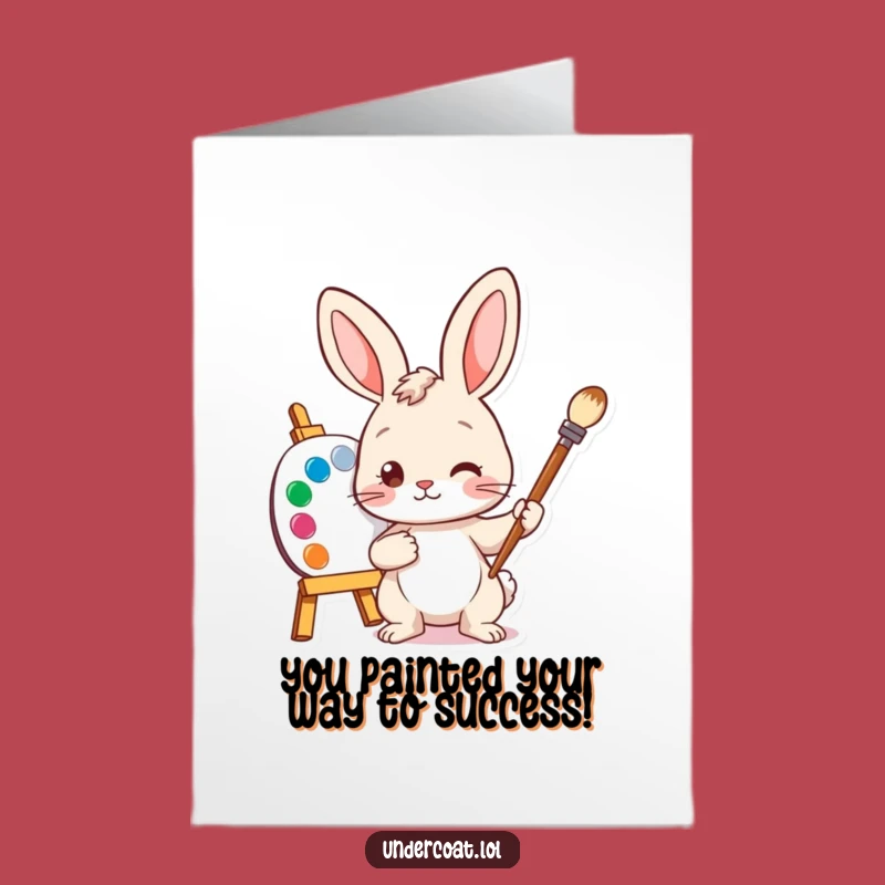 Free Printable Bunny Artist Congratulations Card: Funny Downloadable Gift for New Creations