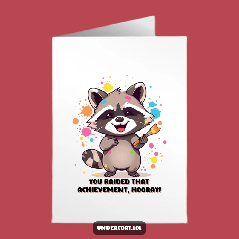 Free Printable Raccoon Congrats Card: Celebrate with a Splash, Funny Downloadable Gift!