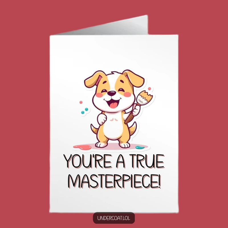 Free Printable Dog Painter Congratulations Card: Funny Downloadable Gift for Wins