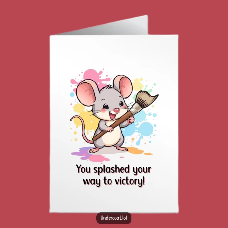 Free Printable Congrats Card: Mouse Artist Celebrates Your Win with Color!