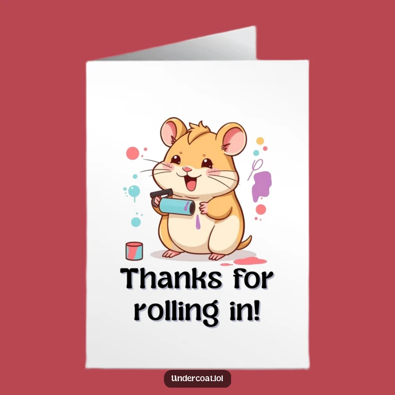 Free Printable Hamster Artist Thank You Card: Funny Downloadable Gift for Appreciation