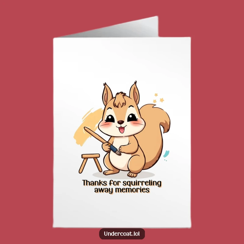 Free Printable Thank You Card: Squirrel Artist, Vibrant Stroke, Playful Thanks