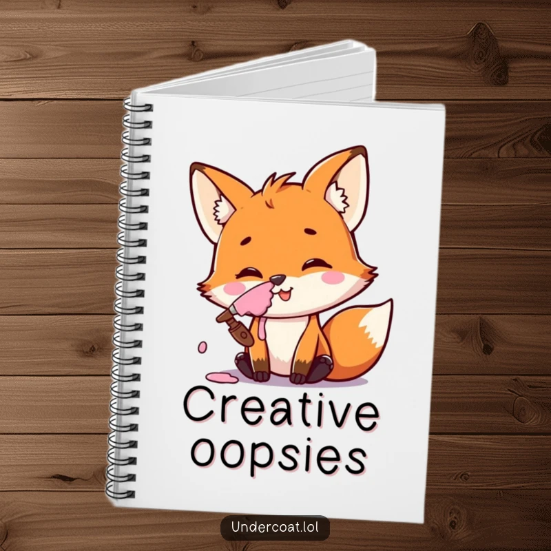 Funny Fox Artist Notebook featuring a mischievous fox smiling with paint on its nose, ideal for creative journaling.