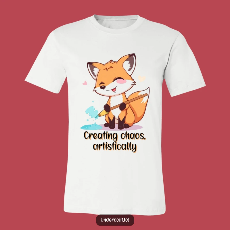 Funny Fox Painter T-Shirt: Giggling Fox with Huge Brush, Whimsical Art Apparel