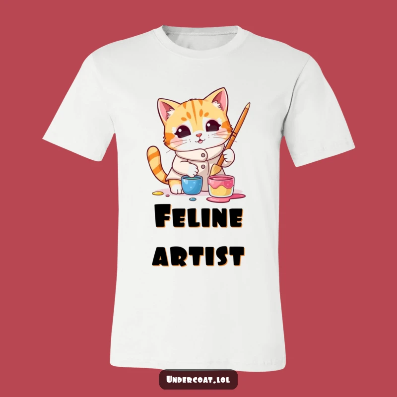 Funny Cat Artist T-Shirt - Smock & Paint Fun, Creative Humorous Gift