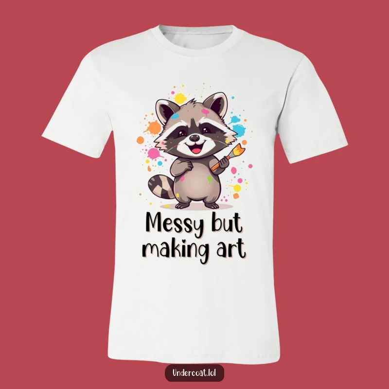Funny Raccoon Artist T-Shirt - Paint Splatter Tee, Gift