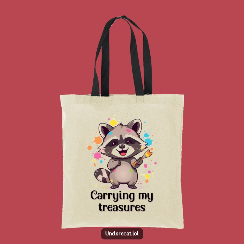 Funny Raccoon Artist Tote Bag - Paint Splatter Carry-All, Gift