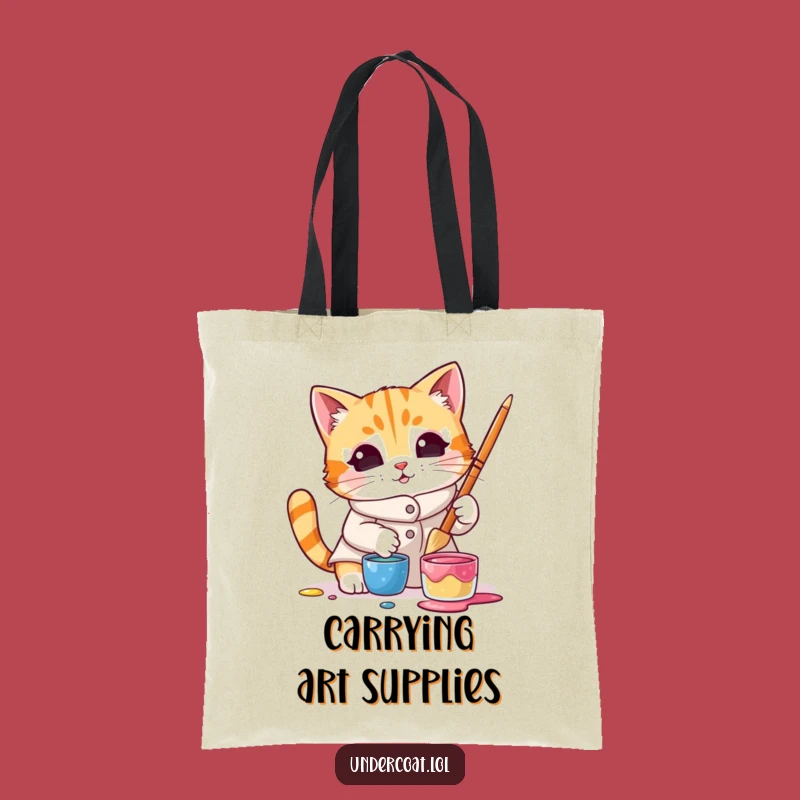 Funny Cat Artist Tote Bag - Smock Design, Ideal Humorous Gift