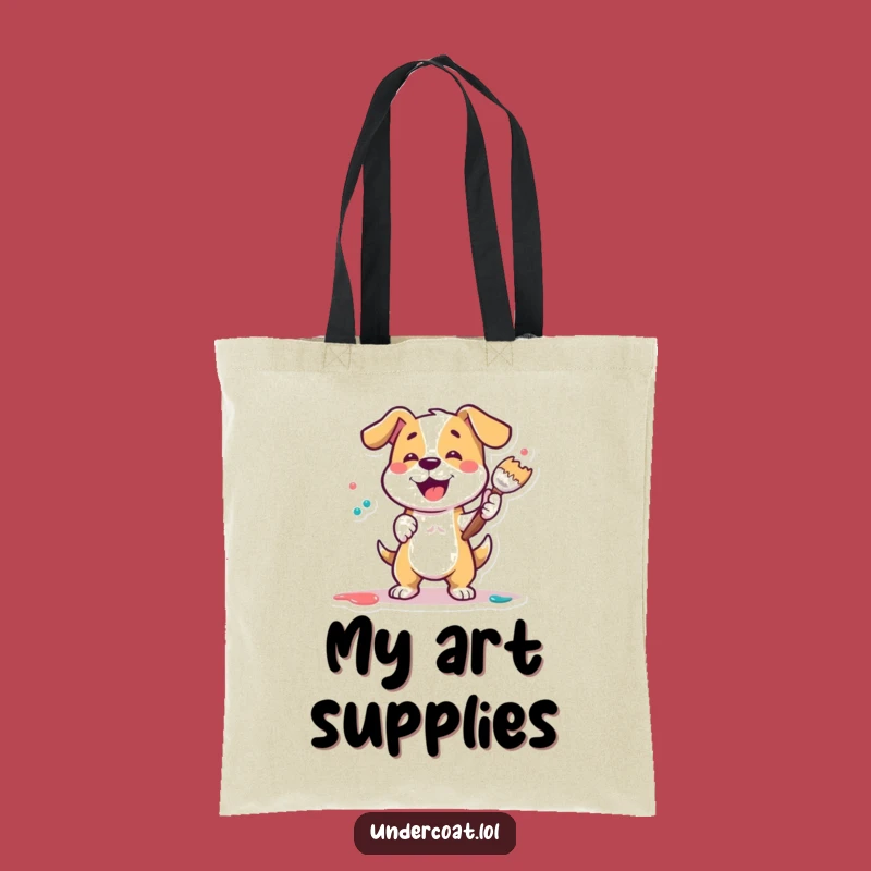 Funny Dog Painter Tote Bag: Carry Your Art Supplies with a Smile